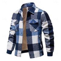 Plaid Flannel Shirt Jacket Men's Button-Up with Chest Pockets – Casual Layering, Winter Wear