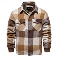 Plaid Flannel Shirt Jacket Men's Button-Up with Chest Pockets – Casual Layering, Winter Wear