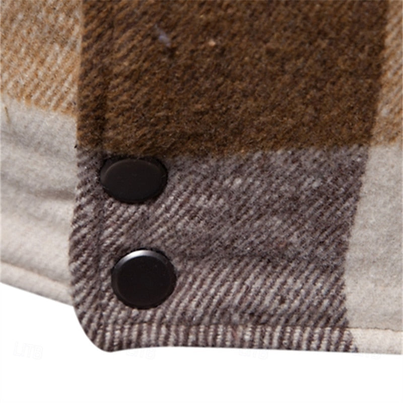 Plaid Flannel Shirt Jacket Men's Button-Up with Chest Pockets – Casual Layering, Winter Wear