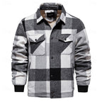Plaid Flannel Shirt Jacket Men's Button-Up with Chest Pockets – Casual Layering, Winter Wear