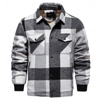 Plaid Flannel Shirt Jacket Men's Button-Up with Chest Pockets – Casual Layering, Winter Wear