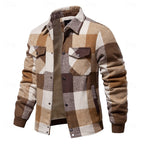 Plaid Flannel Shirt Jacket Men's Button-Up with Chest Pockets – Casual Layering, Winter Wear