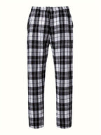 Men's Plaid Lounge Pants Black White Drawstring Relaxed Fit – Casual, Everyday Wear