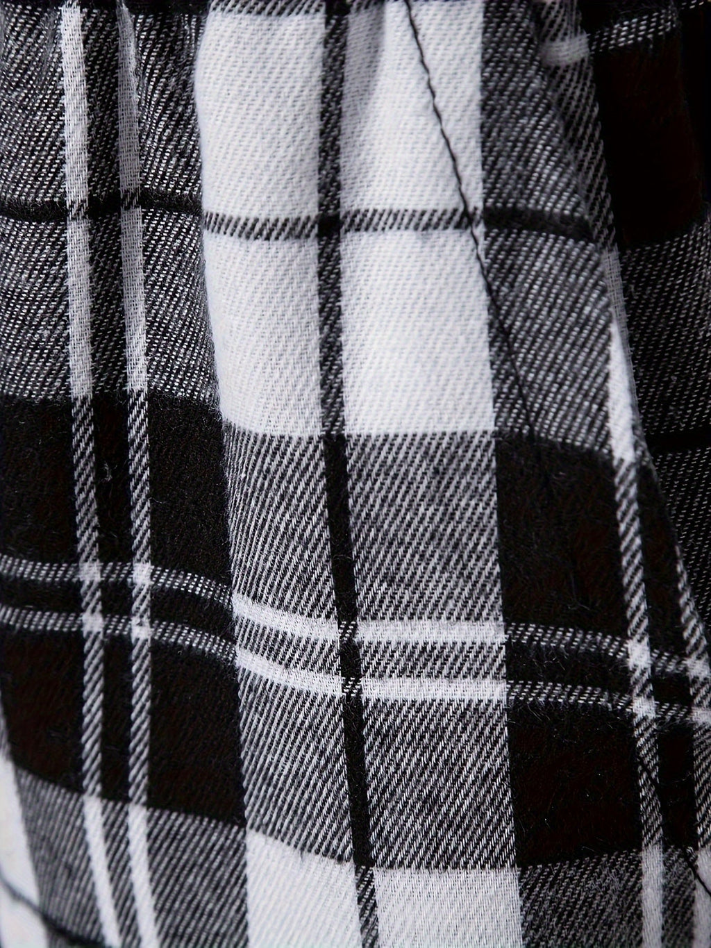 Men's Plaid Lounge Pants Black White Drawstring Relaxed Fit – Casual, Everyday Wear