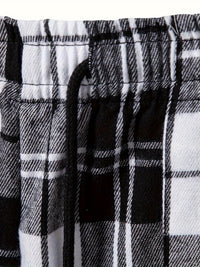 Men's Plaid Lounge Pants Black White Drawstring Relaxed Fit – Casual, Everyday Wear