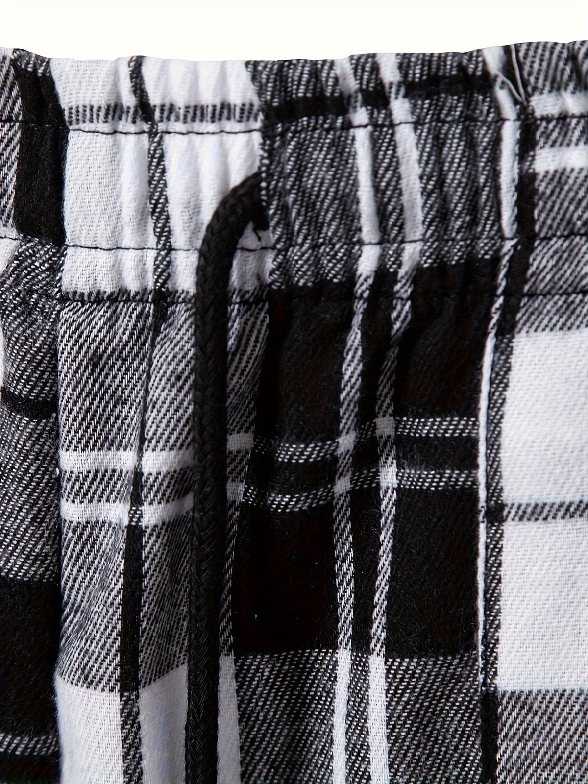 Men's Plaid Lounge Pants Black White Drawstring Relaxed Fit – Casual, Everyday Wear