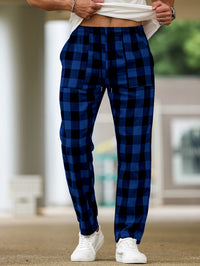Men's Plaid Lounge Pants Black White Drawstring Relaxed Fit – Casual, Everyday Wear