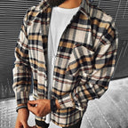Plaid Overshirt Men's Long Sleeve Button-Up Shacket – Casual, Office
