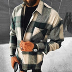 Plaid Overshirt Men's Long Sleeve Button-Up Shacket – Casual, Office