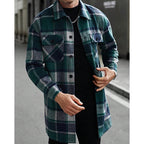 Plaid Overshirt Men's Long Sleeve Button-Up Shacket – Casual Layering, Fall Fashion