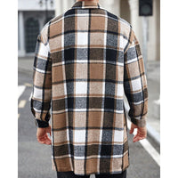 Plaid Overshirt Men's Long Sleeve Button-Up Shacket – Casual Layering, Fall Fashion