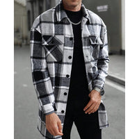 Plaid Overshirt Men's Long Sleeve Button-Up Shacket – Casual Layering, Fall Fashion