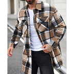 Plaid Overshirt Men's Long Sleeve Button-Up Shacket – Casual Layering, Fall Fashion