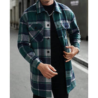 Plaid Overshirt Men's Long Sleeve Button-Up Shacket – Casual Layering, Fall Fashion