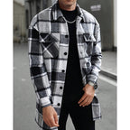 Plaid Overshirt Men's Long Sleeve Button-Up Shacket – Casual Layering, Fall Fashion