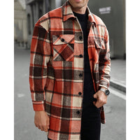Plaid Overshirt Men's Long Sleeve Button-Up Shacket – Casual Layering, Fall Fashion