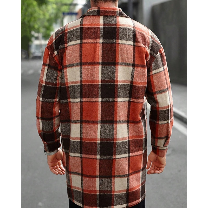 Plaid Overshirt Men's Long Sleeve Button-Up Shacket – Casual Layering, Fall Fashion