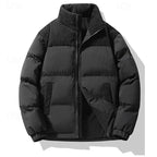 Puffer Jacket Men's Insulated Corduroy Trim Zip-Up Coat – Casual, Winter Warmth
