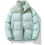 Puffer Jacket Men's Insulated Corduroy Trim Zip-Up Coat – Casual, Winter Warmth
