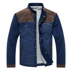 Quilted Jacket Men's Color Block Stand Collar – Casual, Office Wear