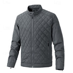 Quilted Jacket Men's Black Full Zip – Casual, Office