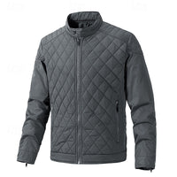Quilted Jacket Men's Black Full Zip – Casual, Office