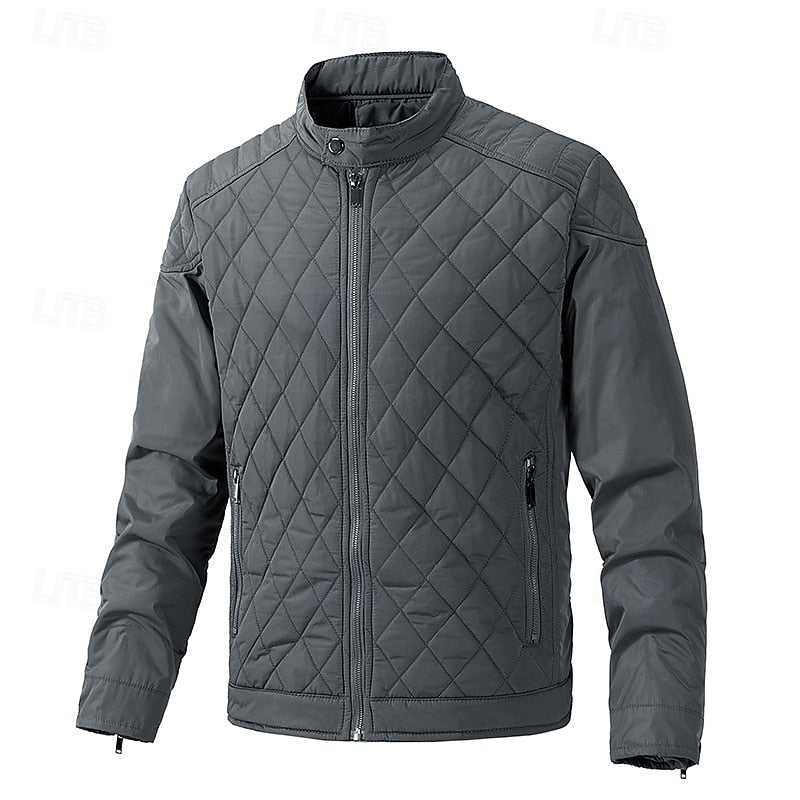 Quilted Jacket Men's Black Full Zip – Casual, Office