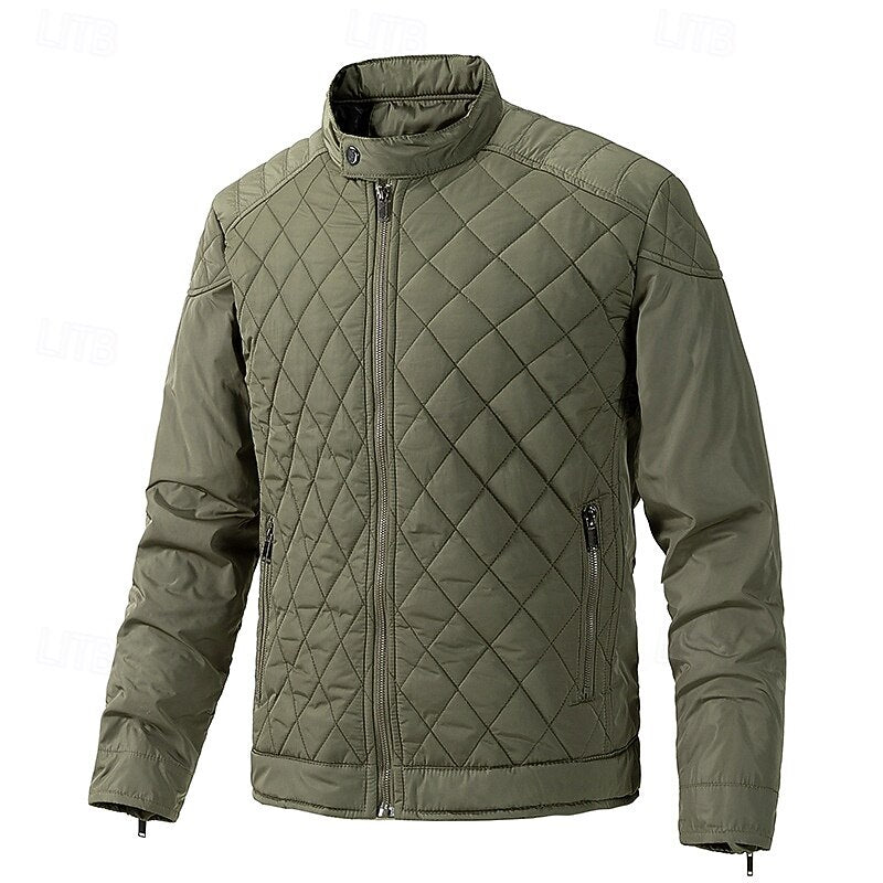Quilted Jacket Men's Black Full Zip – Casual, Office