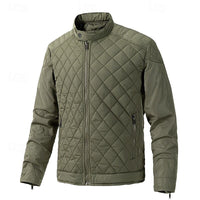 Quilted Jacket Men's Black Full Zip – Casual, Office