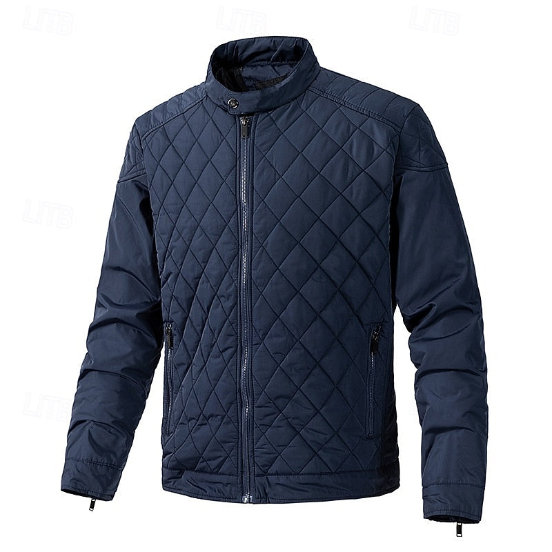 Quilted Jacket Men's Black Full Zip – Casual, Office