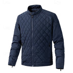 Quilted Jacket Men's Black Full Zip – Casual, Office