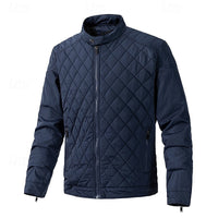 Quilted Jacket Men's Black Full Zip – Casual, Office