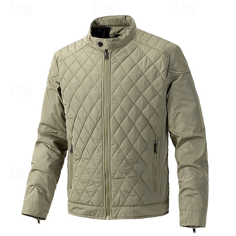 Quilted Jacket Men's Black Full Zip – Casual, Office