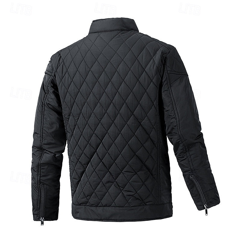 Quilted Jacket Men's Black Full Zip – Casual, Office
