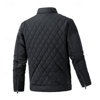 Quilted Jacket Men's Black Full Zip – Casual, Office