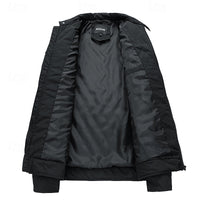 Quilted Jacket Men's Black Full Zip – Casual, Office