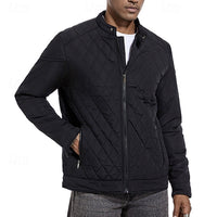 Quilted Jacket Men's Black Full Zip – Casual, Office