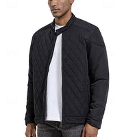 Quilted Jacket Men's Black Full Zip – Casual, Office