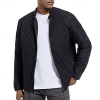 Quilted Jacket Men's Black Full Zip – Casual, Office