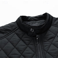 Quilted Jacket Men's Black Full Zip – Casual, Office