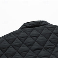 Quilted Jacket Men's Black Full Zip – Casual, Office