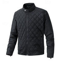 Quilted Jacket Men's Black Full Zip – Casual, Office