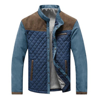 Quilted Jacket Men's Stand Collar Color Block – Casual, Office