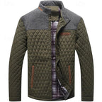 Quilted Jacket Men's Khaki Plaid Lined – Casual, Office