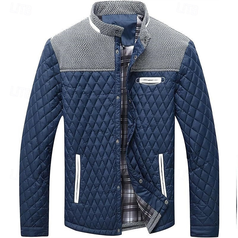 Quilted Jacket Men's Khaki Plaid Lined – Casual, Office