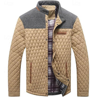 Quilted Jacket Men's Khaki Plaid Lined – Casual, Office