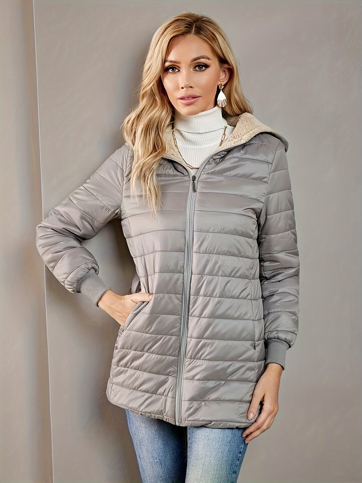 Quilted Longline Puffer Coat Women's Black Fleece-Lined – Winter, Casual