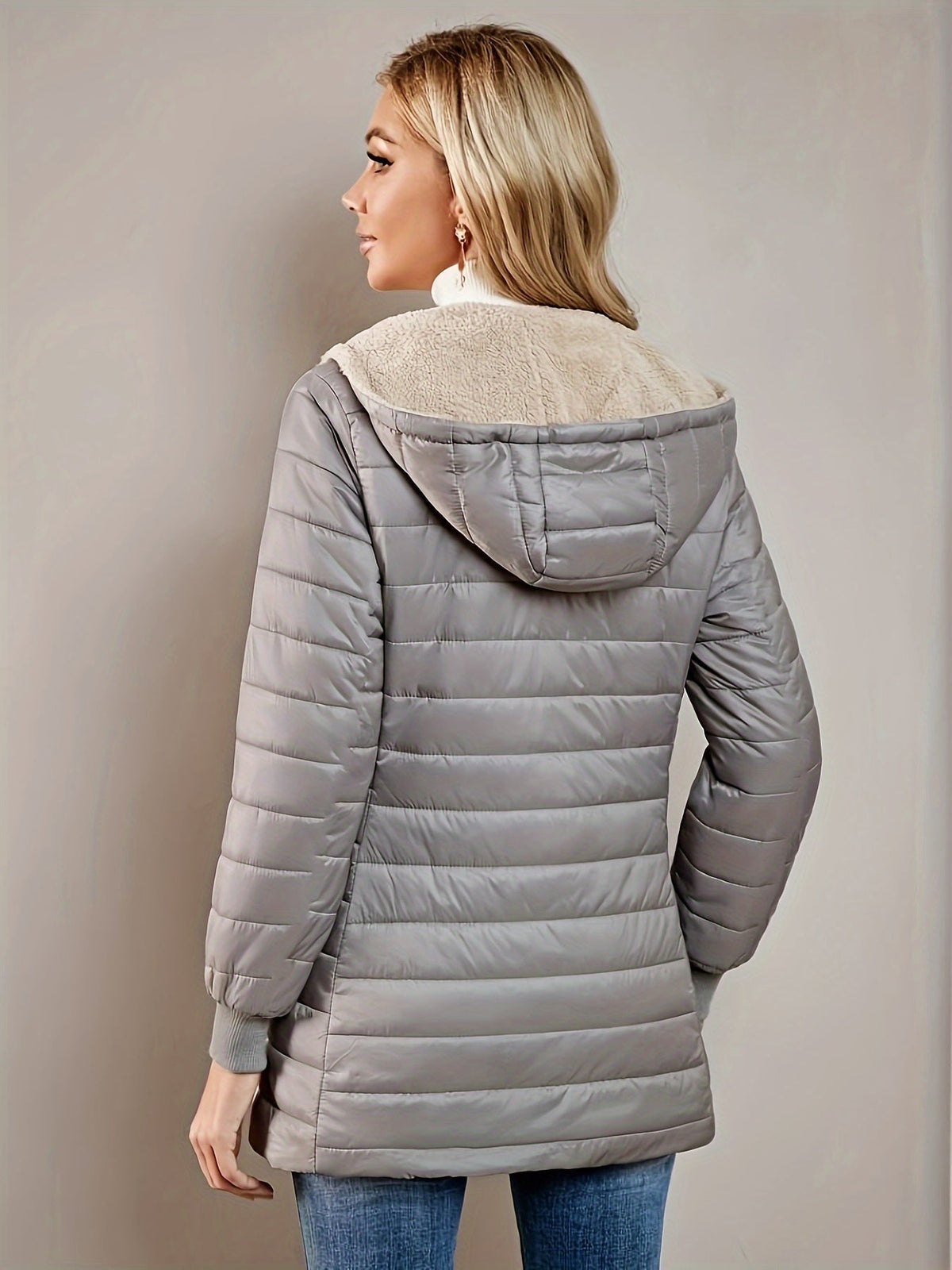 Quilted Longline Puffer Coat Women's Black Fleece-Lined – Winter, Casual