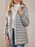Quilted Longline Puffer Coat Women's Black Fleece-Lined – Winter, Casual