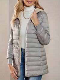 Quilted Longline Puffer Coat Women's Black Fleece-Lined – Winter, Casual